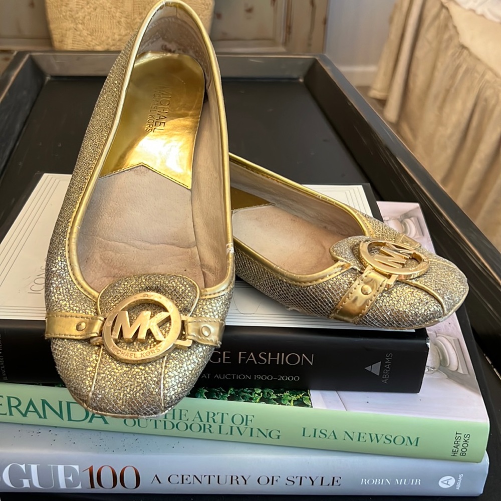 Michael Kors gold ballet flats